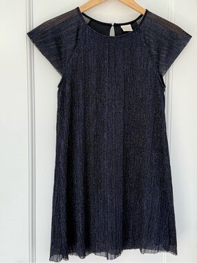 Zara Girls Navy Shimmer Short Sleeve Party Dress. Size11/12